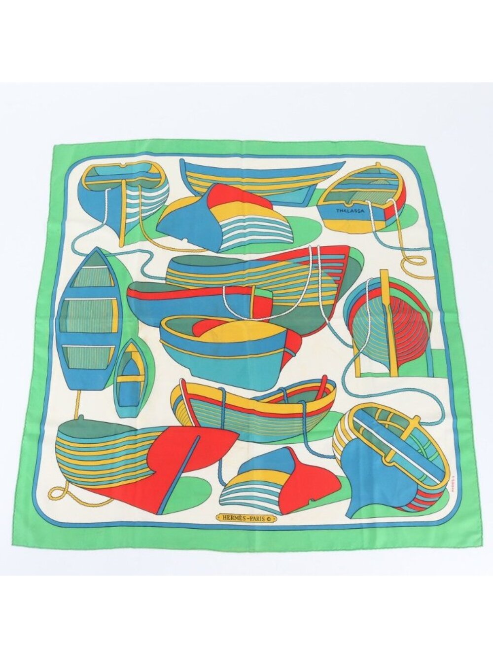 Hermes Carre 90 Thalassa Sea Boat Silk 100% Scarf C Mark Shawl